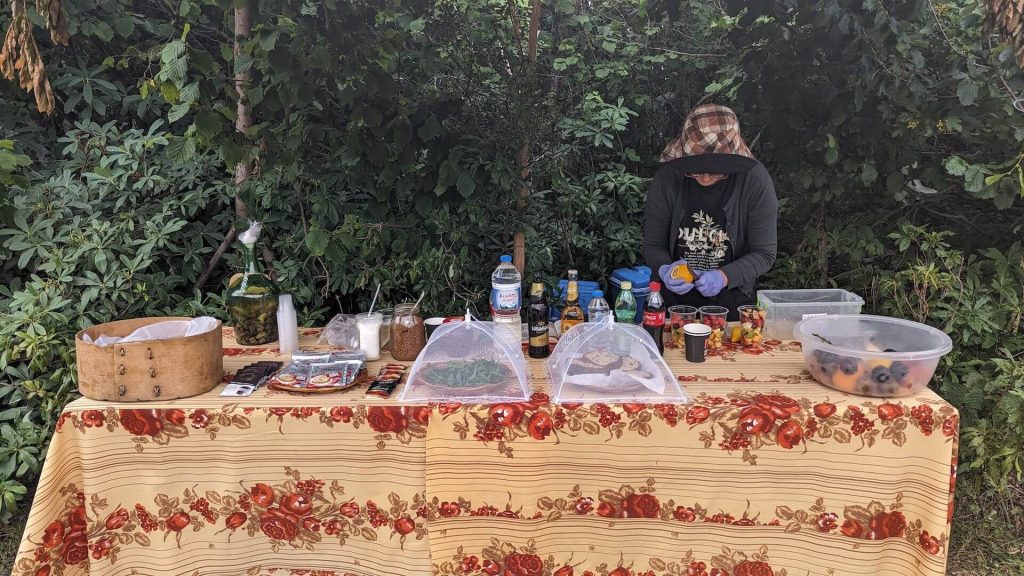 puesto de comida en la ruta a Ushguli